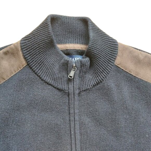 CHAPS Black and Tan Zip-Up Cotton Knit Vest Men XL - Picture 2 of 4